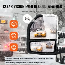 VEVOR Towing Mirrors, Left & Right Pair Set for 2015-2018 Ford F150, Power Heated with Signal Light & Puddle Light, Plane & Convex Glass, Manual Controlling Telescoping Folding, Heating Defrost, Black