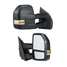 VEVOR Towing Mirrors, Left & Right Pair Set for 2015-2018 Ford F150, Power Heated with Signal Light & Puddle Light, Plane & Convex Glass, Manual Controlling Telescoping Folding, Heating Defrost, Black