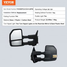 VEVOR Towing Mirrors Fit for 2015-2018 Ford F150, Power Heated with Signal Light LED Arrow Signal Light & Puddle Light, Plane & Convex Glass, Manual Controlling Telescoping Folding, Black