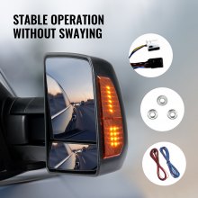 VEVOR Towing Mirrors, Left & Right Pair Set for 2007-2016 Toyota Tundra, Power Heated Tow Mirror with Signal Light, Plane & Convex Glass, Manual Controlling Telescoping Folding, Heating Defrost, Black