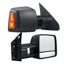 VEVOR Towing Mirrors, Left & Right Pair Set for 2007-2016 Toyota Tundra, Power Heated Tow Mirror with Signal Light, Plane & Convex Glass, Manual Controlling Telescoping Folding, Heating Defrost, Black