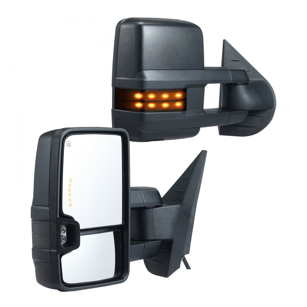 VEVOR towing mirrors for silverado with integrated amber led turn signals and adjustable glass.