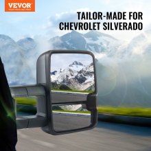 VEVOR Towing Mirrors Fit for Chevy for GMC 2007-2014 for Silverado/for Sierra Power Control Heated with Signal Light & LED Driving Light, Manual Telescoping Folding, Black