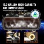 Compresor de aire a gas VEVOR 7HP, tanque de compresor de aire horizontal de 13.2 galones, sistema comprimido de aire con bomba de pistón accionada por gas 9CFM@115PSI con presión máxima de 115PSI para talleres de sitios de construcción