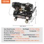 VEVOR 7HP Gas Powered Air Compressor, 13.2 Gallon Horizontal Air Compressor Tank, 9CFM@115PSI Gas Driven Piston Pump Air Compressed System with 115PSI Max Pressure for Construction Sites Workshop