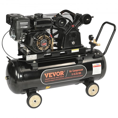 VEVOR 21 Gallon Gas Powered Air Compressor, 7HP 9CFM@115PSI Air Compressor Tank on Wheels, Gas Driven Piston Pump Air Compressed System with 115PSI Maximum Pressure for Workshop Construction Sites