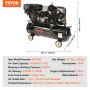 VEVOR 30 Gallon Gas Powered Air Compressor, 15HP 33CFM@115PSI Air Compressor Tank on Wheels, Gas Driven Piston Pump Air Compressed System with 115PSI Maximum Pressure for Workshop Construction Sites