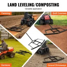 VEVOR Driveway Drag, 66" Width Tow Behind Drag Harrow, Q235 Steel Driveway Grader with Adjustable Bars, Support up to 50 lbs, Driveway Tractor Harrow for ATVs, UTVs, Garden Lawn Tractors