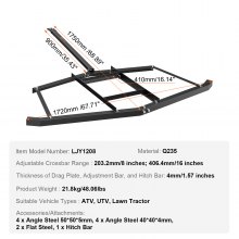 VEVOR Driveway Drag, 66" Width Tow Behind Drag Harrow, Q235 Steel Driveway Grader with Adjustable Bars, Support up to 50 lbs, Driveway Tractor Harrow for ATVs, UTVs, Garden Lawn Tractors