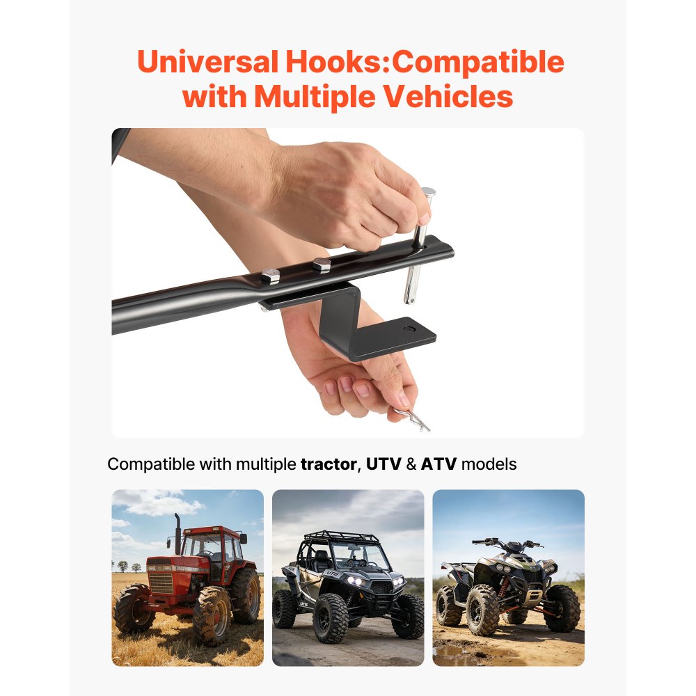 VEVOR Tow Behind Lawn Spreader, 3m Spreading Width, Garden & Lawn Spreader with Universal Hitch, 38.6kg Capacity & 10 in All-Terrain Tires, Seed Fertilizer Broadcast Spreader for ATVs UTVs