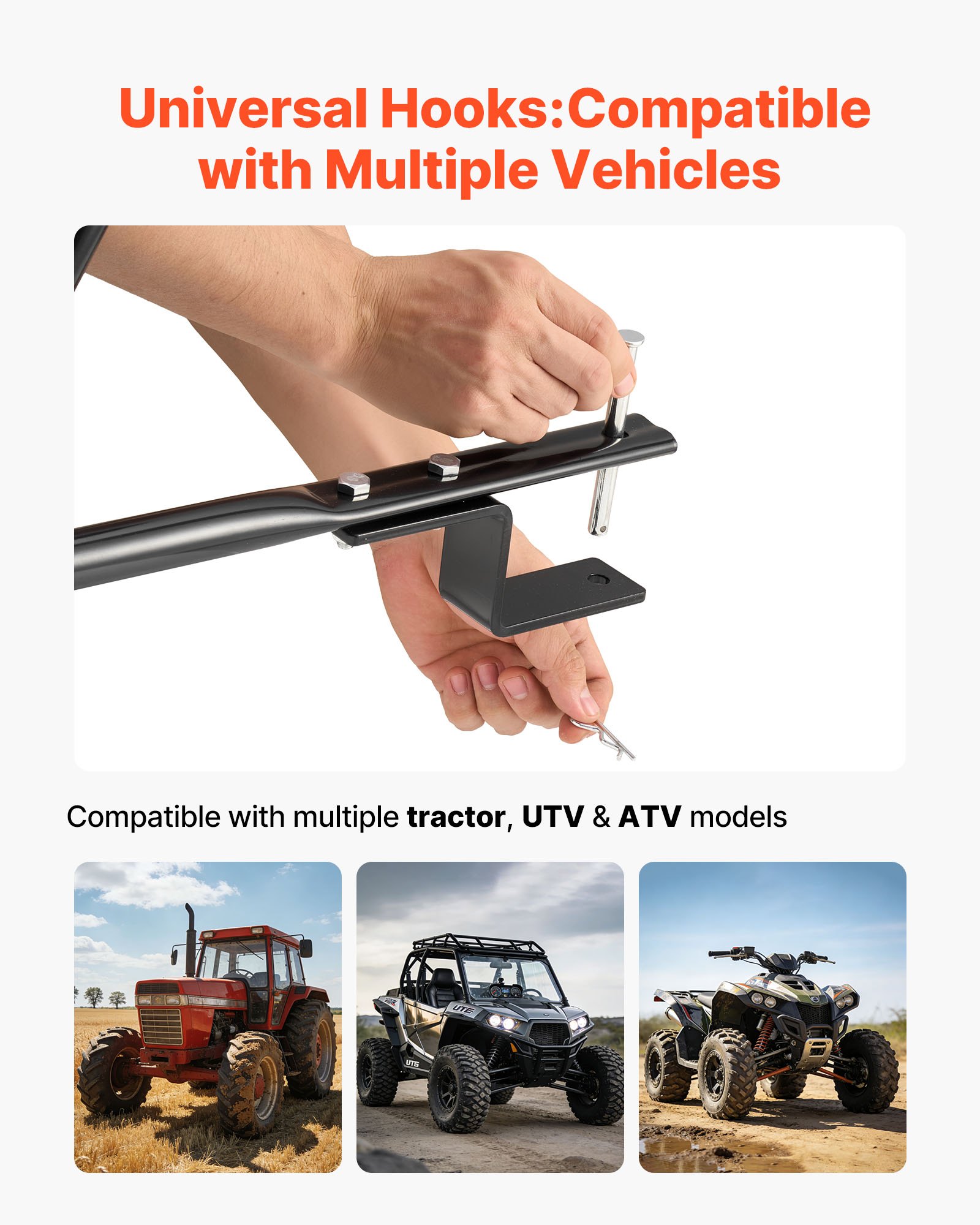 VEVOR Tow Behind Lawn Spreader, 3m Spreading Width, Garden & Lawn Spreader with Universal Hitch, 38.6kg Capacity & 10 in All-Terrain Tires, Seed Fertilizer Broadcast Spreader for ATVs UTVs