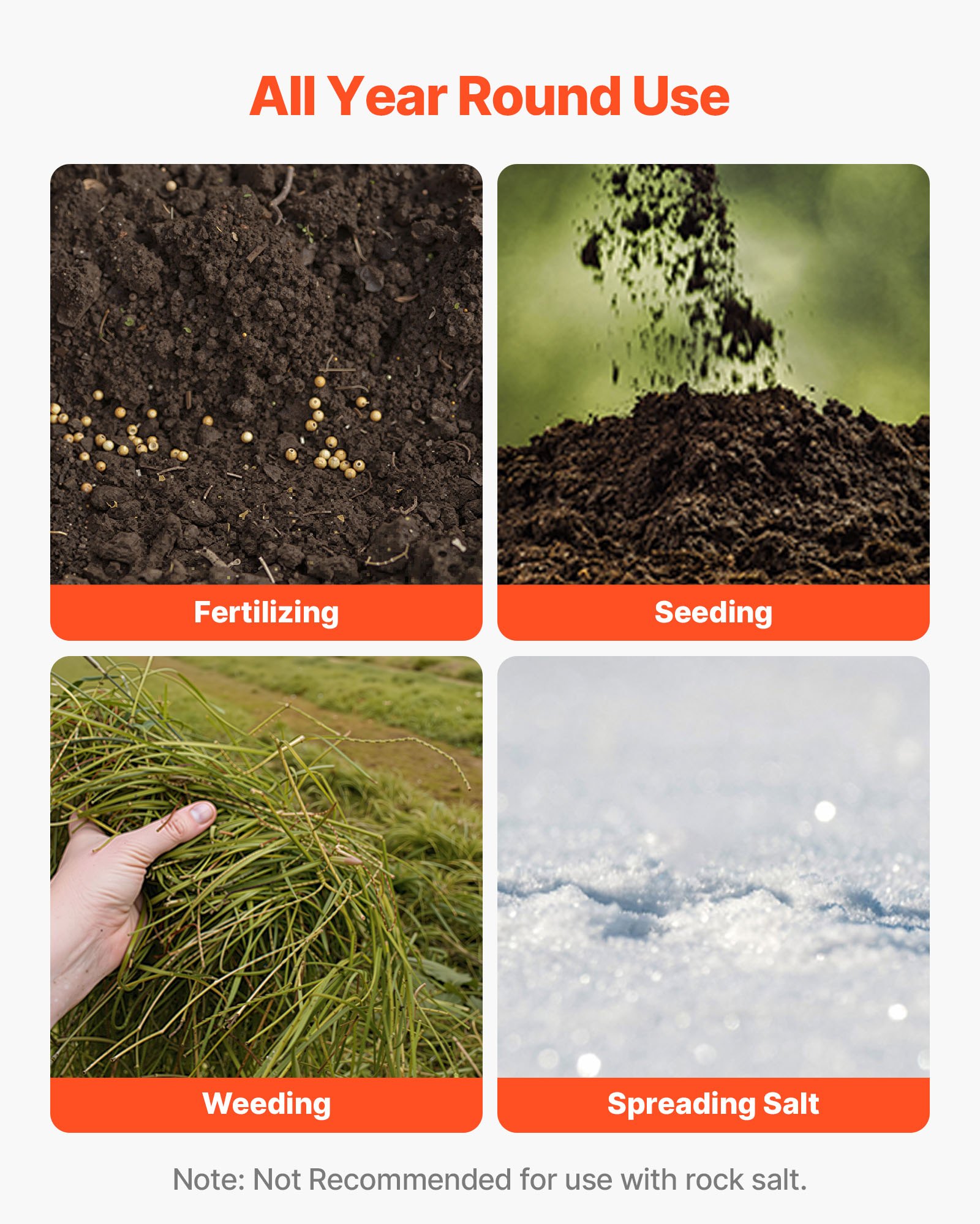 VEVOR Tow Behind Lawn Spreader, 3m Spreading Width, Garden & Lawn Spreader with Universal Hitch, 38.6kg Capacity & 10 in All-Terrain Tires, Seed Fertilizer Broadcast Spreader for ATVs UTVs