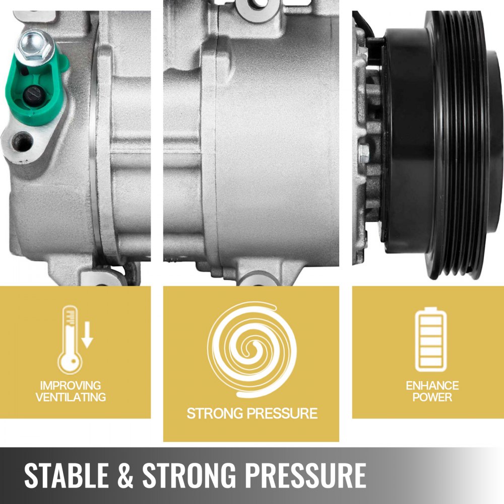 VEVOR CO 10980C Universal Air Conditioner AC Compressor 2007 2008 2009 2010 For Kia Rio Rio5 1.6L 2006-2011 97371 977011G010
