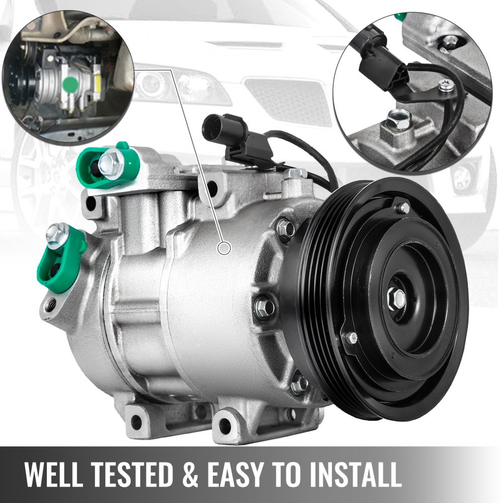 VEVOR CO 10980C Universal Air Conditioner AC Compressor 2007 2008 2009 2010 For Kia Rio Rio5 1.6L 2006-2011 97371 977011G010
