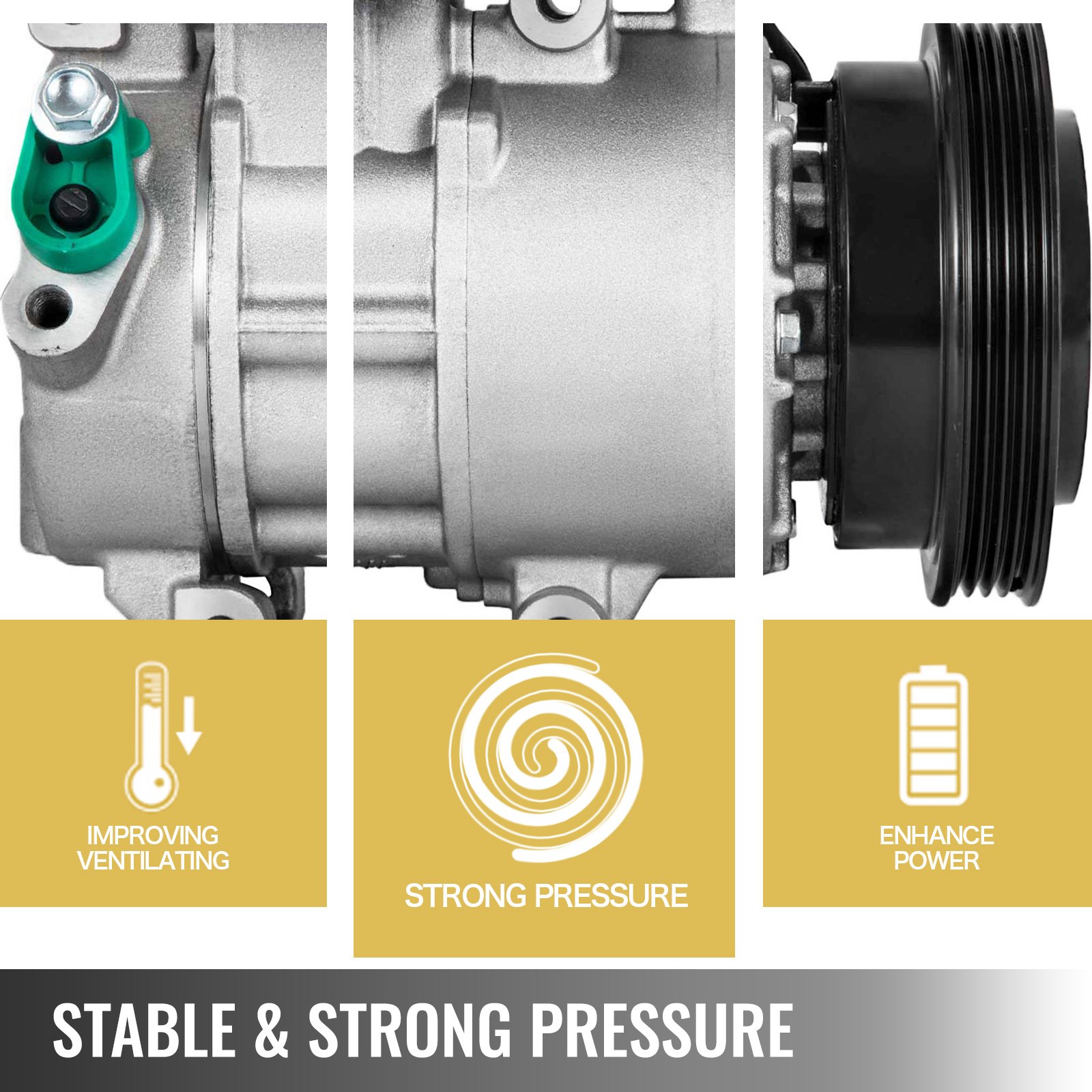 VEVOR CO 10980C Universal Air Conditioner AC Compressor 2007 2008 2009 2010 For Kia Rio Rio5 1.6L 2006-2011 97371 977011G010