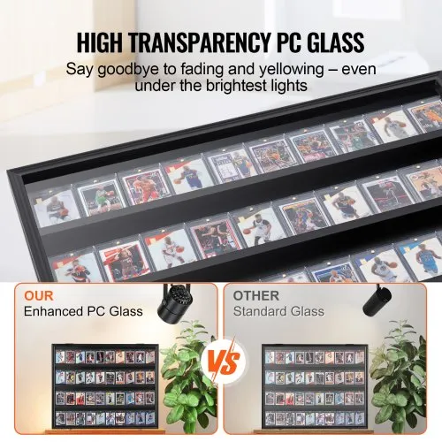 VEVOR 36 Graded Sports Card Display Case 30.5x24.3x2.1 in Baseball Card Display Frame with 98% Uv Protection Clear View Pc Glass Lockable Wall