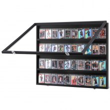 VEVOR 36 Graded Sports Card Display Case, 30.5x24.3x2.1 in, Baseball Card Display Frame with 98% UV Protection Clear View PC Glass, Lockable Wall Cabinet for Football Basketball Hockey Trading Card