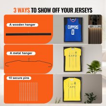 VEVOR Jersey Display Frame Case, 590 x 790 x 40 mm, Large Lockable Sport Jersey Shadow Box with 98% UV Protection PC Glass and Hangers, for Baseball Basketball Football Hockey Shirt and Uniform