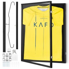 VEVOR Jersey Display Frame Case, 610 x 812 x 40 mm, Large Lockable Sport Jersey Shadow Box with 98% UV Protection PC Glass and Hangers, for Baseball Basketball Football Hockey Shirt and Uniform, Black