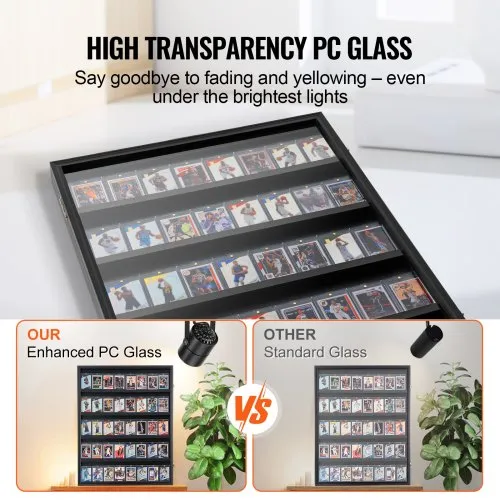 VEVOR Sports Card Display Case 24.3x30.5x2.1 In Lockable Wall Cabinet With 98% Uv Protection Clear Pc Glass For Baseball Football Basketball Hockey