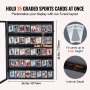 VEVOR sports card display case holds 35 graded cards with 5-rack layout, dimensions 30.5x24.3 inches.