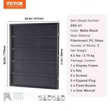 VEVOR 35 Graded Sports Card Display Case, 617 x 775 x 55 mm, Baseball Card Display Frame with 98% UV Protection Clear View PC Glass, Lockable Wall Cabinet for Football Basketball Hockey Trading Card
