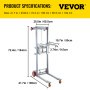 VEVOR Manual Winch Stacker Material Lift 63" Max Height 551 lbs Capacity Lift