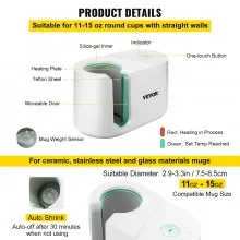 VEVOR Mug Press Machine, Automatic Mug Heat Press for Sublimation 11-15oz, Coffee Cup Transfer Printing, DIY Presents Gifts White