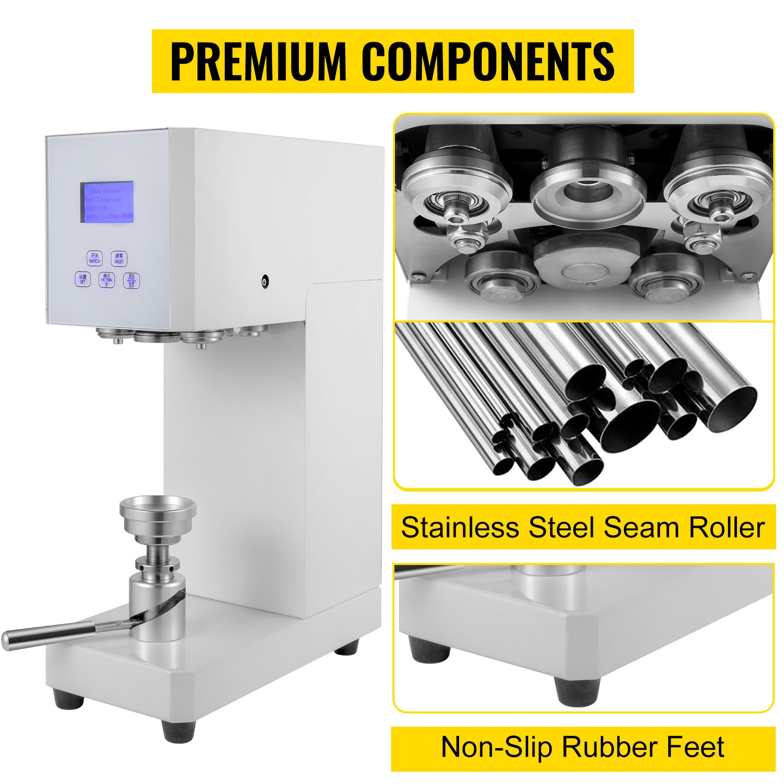 VEVOR Can Seamer, 2.2 inch/56 mm Diameter Sealing, Semi Automatic Tin Can Sealer Machine with 2.4 -6.7 inch/60-170 mm Applicable Can Height and Digital Control, 370W Electric Beer Can Seamer for Cans