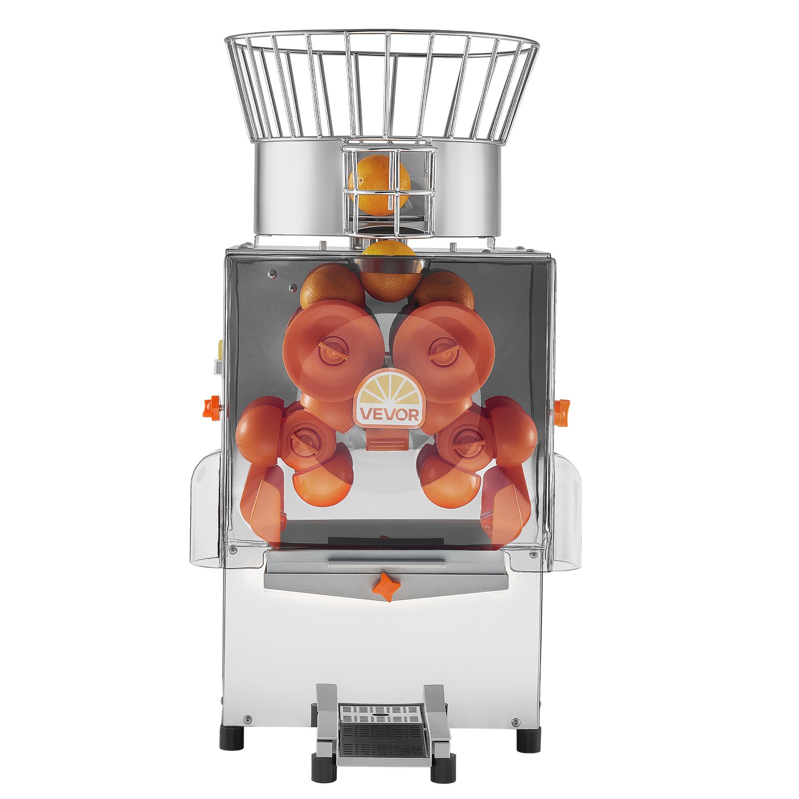 VEVOR Commercial Orange Juicer Machine, 120W Electric Automatic Orange Squeezer, Lemon Citrus Pomegranates Extractor for 20 per Minute, Stainless Steel, with Peel Collecting Bucket, PC Cover