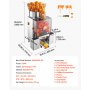 VEVOR Commercial Orange Juicer Machine, 120W Electric Automatic Orange Squeezer, Lemon Citrus Pomegranates Extractor for 20 per Minute, Stainless Steel, with Water Tap, Peels Collecting Bucket