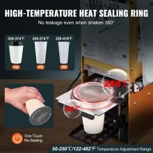 VEVOR Fully Automatic Cup Sealing Machine, 500-650 Cups/H, Cup Sealer Machine for 180 mm Tall & 90/95 mm Cup, Electric Boba Tea Sealer with Digital Control LCD Panel for Bubble Milk Tea Coffee, Gold