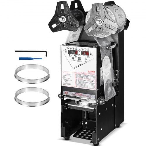 VEVOR Fully Automatic Cup Sealing Machine, 500-650 Cups/H, Cup Sealer Machine for 180 mm Tall & 90/95 mm Cup, Electric Boba Tea Sealer with Digital Control LCD Panel for Bubble Milk Tea Coffee, Black