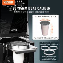 VEVOR Fully Automatic Cup Sealing Machine, 500-650 Cups/H, Cup Sealer Machine for 190 mm Tall & 90/95 mm Cup, Electric Boba Tea Sealer with Digital Control LCD Panel for Bubble Milk Tea Coffee, Black