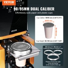VEVOR Fully Automatic Sealing Machine Tea Cup Sealer 500-650 Cups/H 190 mm Gold