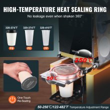 VEVOR Fully Automatic Sealing Machine Tea Cup Sealer 500-650 Cups/H 190 mm Gold