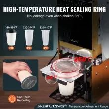 VEVOR Fully Automatic Cup Sealing Machine, 500-650 Cups/H, Cup Sealer Machine for 180 mm Tall & 90/95 mm Cup, Electric Boba Tea Sealer with Digital Control LCD Panel for Bubble Milk Tea Coffee, Gold