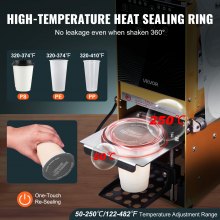 VEVOR Fully Automatic Sealing Machine Tea Cup Sealer 500-650 Cups/H 180 mm Gold