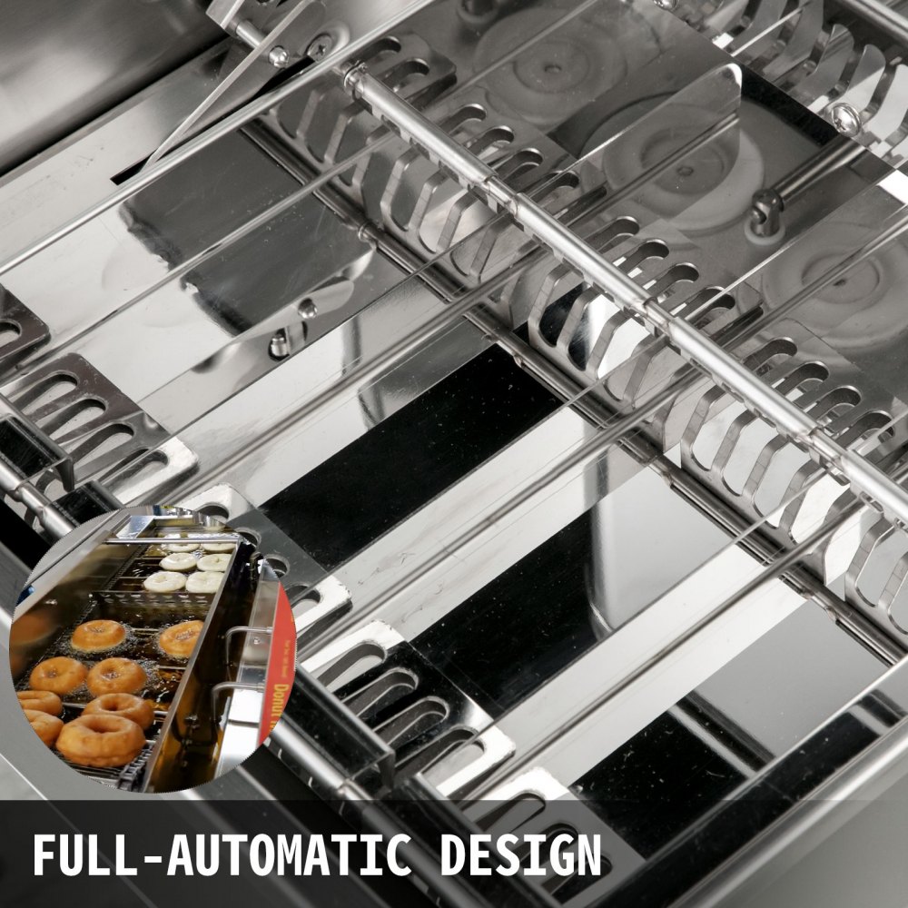 VEVOR 110V Commercial Automatic Donut Making Machine, 4 Rows Auto Doughnut Maker with 5.5L Hopper, Adjustable Thickness Fryer, Intelligent Control Panel, 304 Stainless Steel, Silver