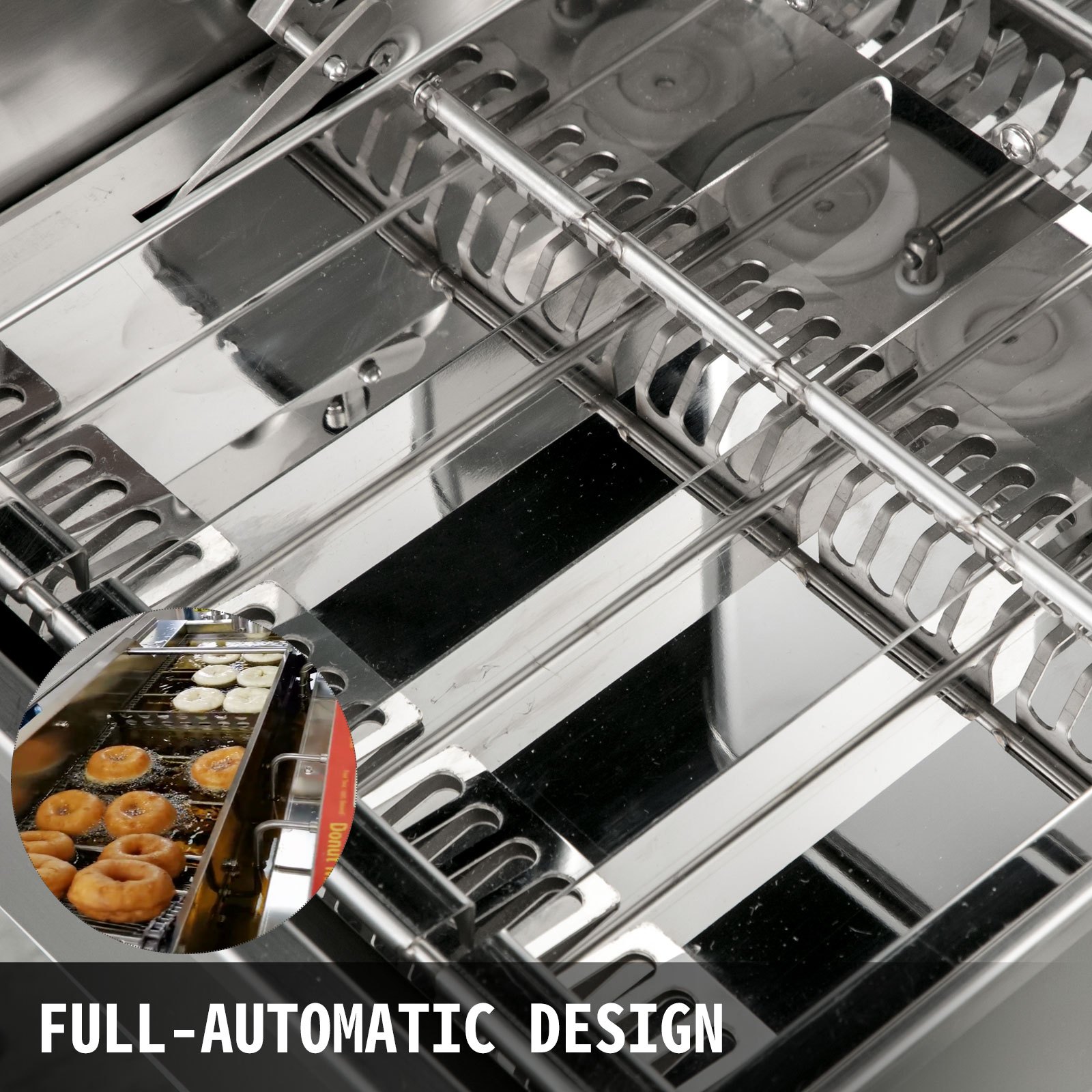 VEVOR 110V Commercial Automatic Donut Making Machine, 4 Rows Auto Doughnut Maker with 5.5L Hopper, Adjustable Thickness Fryer, Intelligent Control Panel, 304 Stainless Steel, Silver