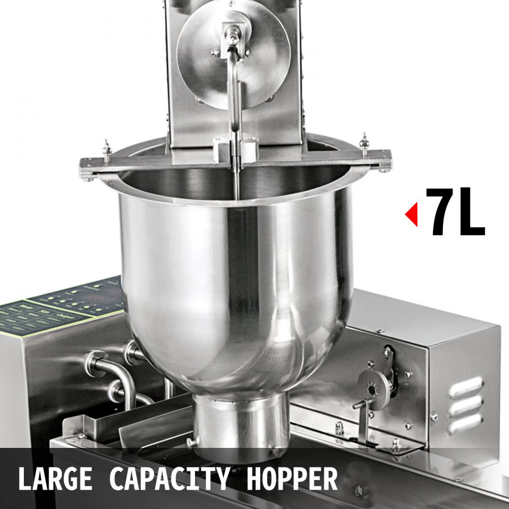 VEVOR 110V Commercial Automatic Donut Making Machine, Single Row Auto Doughnut Maker, 7L Hopper Donut Maker with 3 Sizes Molds, Doughnut Fryer, 304 Stainless Steel Auto Donut