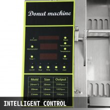 VEVOR Automaattinen Donitsikone Yksirivinen, Automaattinen Donitsikone 7L:n suppilo Kaupallinen donitsikone, jossa 3 kokoa Muotteja Kaupallinen donitsikone 304 ruostumattomasta teräksestä valmistettu automaattinen donitsikone