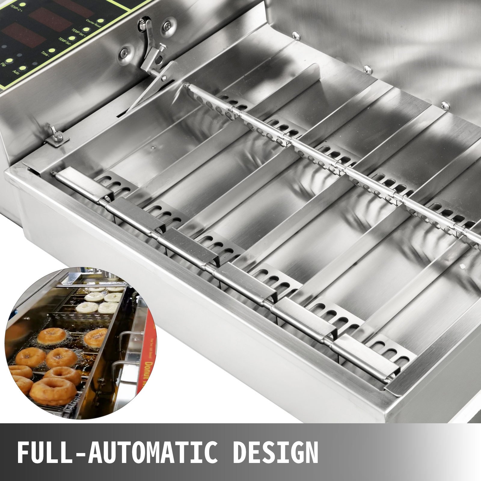 VEVOR 110V Commercial Automatic Donut Making Machine, 6 Rows Auto Doughnut Maker 9.5L Hopper, Intelligent Control Panel, Adjustable Thickness Donuts Fryer, 304 Stainless Steel