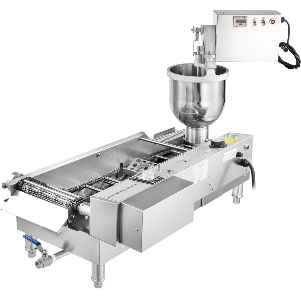 VEVOR Commercial Automatic Donut Making Machine 2 Rows Auto Doughnut Maker 7L Hopper Donut Maker with 3 Sizes Moulds 110V Doughnut Fryer with Intelligent Control Panel 304 Stainless Steel Auto Donut