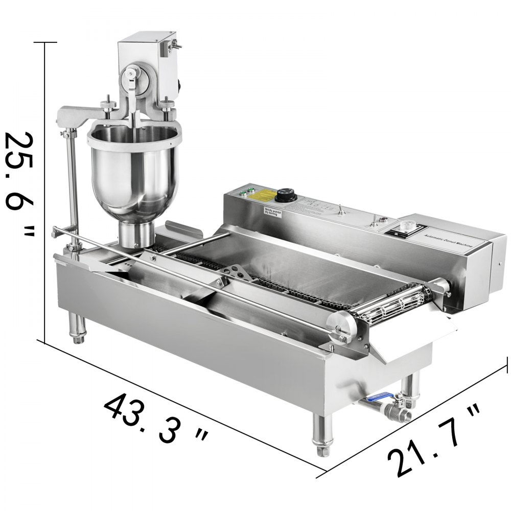 VEVOR Commercial Automatic Donut Making Machine 2 Rows Auto Doughnut Maker 7L Hopper Donut Maker with 3 Sizes Moulds 110V Doughnut Fryer with Intelligent Control Panel 304 Stainless Steel Auto Donut