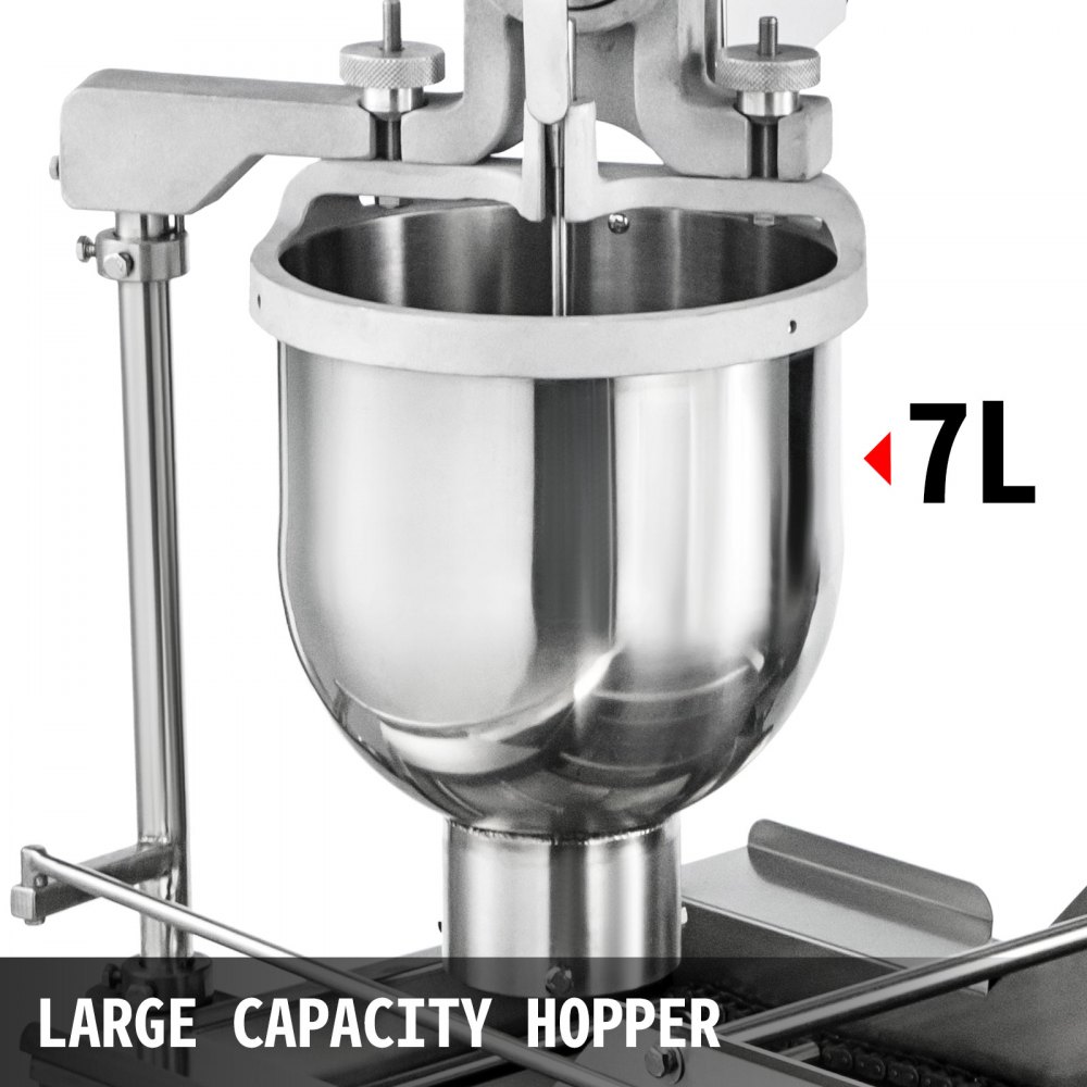 VEVOR Automatic Doughnut Maker Machine 2 Rows Automatic Donut Maker 7L Hopper Commercial Donut Maker with 3 Sizes Molds Commercial Donut Maker Machine 304 Stainless Steel Automatic Donut Machine