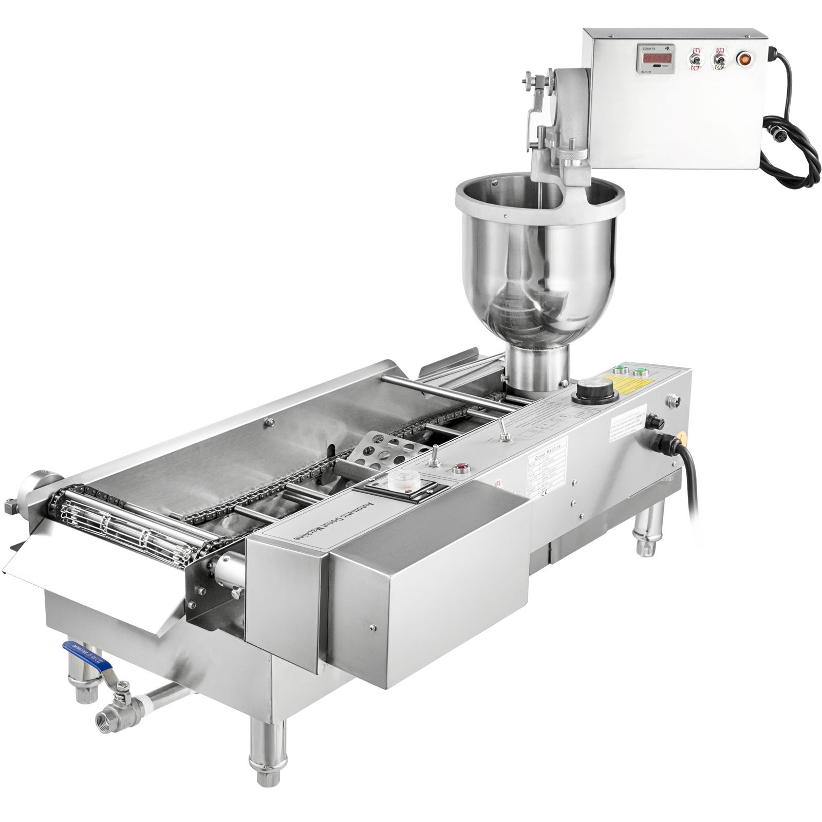 VEVOR Automatic Doughnut Maker Machine 2 Rows Automatic Donut Maker 7L Hopper Commercial Donut Maker with 3 Sizes Molds Commercial Donut Maker Machine 304 Stainless Steel Automatic Donut Machine