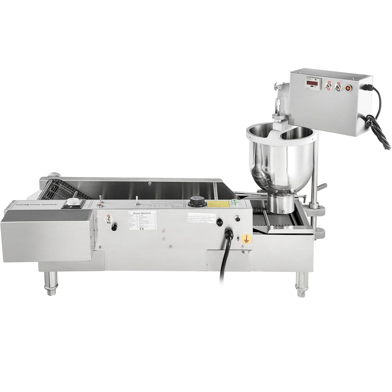 VEVOR Automatic Doughnut Maker Machine 2 Rows Automatic Donut Maker 7L Hopper Commercial Donut Maker with 3 Sizes Molds Commercial Donut Maker Machine 304 Stainless Steel Automatic Donut Machine