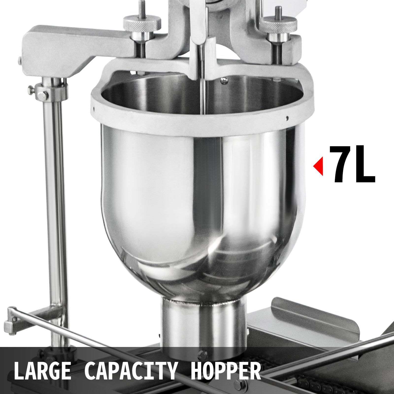 VEVOR Automatic Doughnut Maker Machine 2 Rows Automatic Donut Maker 7L Hopper Commercial Donut Maker with 3 Sizes Molds Commercial Donut Maker Machine 304 Stainless Steel Automatic Donut Machine