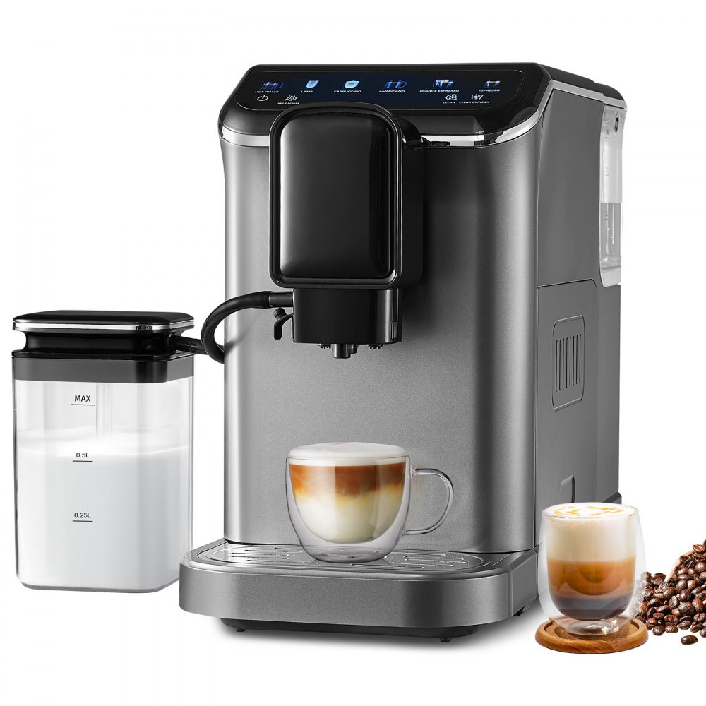 Máquina de café expresso totalmente automática VEVOR 20 barras com bocal e moedor de leite automático